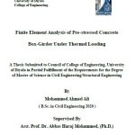 رسالة ماجستير محمد احمد / بعنوان: Finite Element Analysis of Pre-stressed Concrete Box-Girder Under Thermal Loading