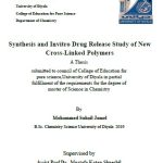 رسالة ماجستير محمد سهيل / بعنوان : Synthesis and Invitro Drug Release Study of New Cross-Linked Polymers