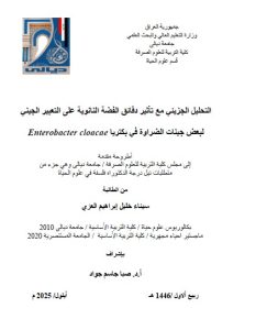 Read more about the article أطروحة دكتوراه سيناء خليل / بعنوان:التحليل الجزيئي مع تأثير دقائق الفضة النانوية على التعبير الجيني لبعض جينات الضراوة في بكترياEnterobacter cloacae